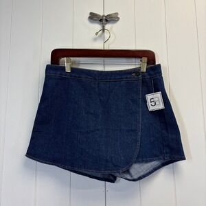 Women Y2K Festival Denim Skort Size L Indie Hipster Boho Beach Everyday NWT